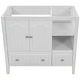 thumbnail image 1 of Bathroom Vanity Base Only, Bathroom Storage Cabinet with Doors and Shelf, Modern Wood Cabinet Basin, Solid Wood Frame with Open Shelf, Sink not Included (White 36"), 1 of 8
