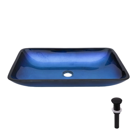 Bathroom Vanity Bathroom Vessel Sink Above Counter Amber Blue Gradient Tempered Glass Bowl Square Sink for Bathroom, Tempered Glass Vessel Sink with Pop-up Drain (no Faucet),Vanity With Sink