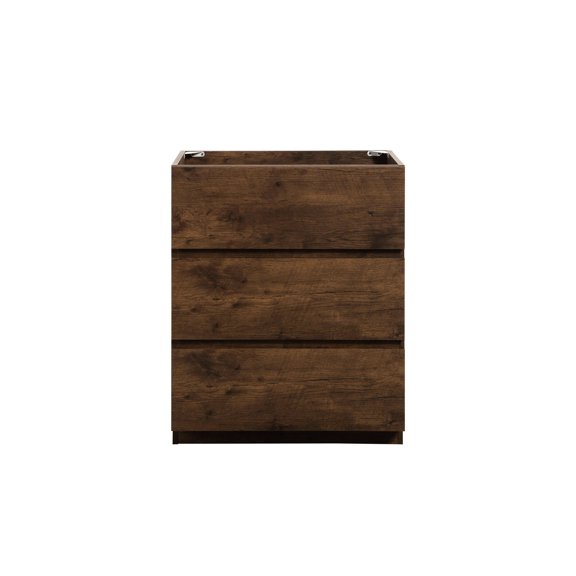 Bathroom Vanity Cabinet | Three - Drawer Design for Storage | Modern Walnut Melamine Look | Eliminates Bathroom Chaos