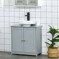thumbnail image 1 of Bathroom Vanity Cabinet with U-Shape and Adjustable Internal Shelf, Sink Storage Cabinet with Metal Knob, Doors with Vertical Grooves, Under Sink Cabinet, Grey, 1 of 9