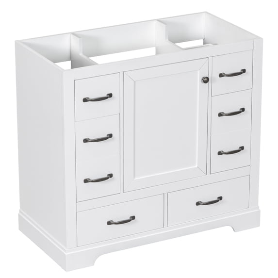 Bathroom Vanity Cabinet with 6 Drawers and Adjustable Shelf, 36" Multifunctional Drawer Divider Storage Cabinet