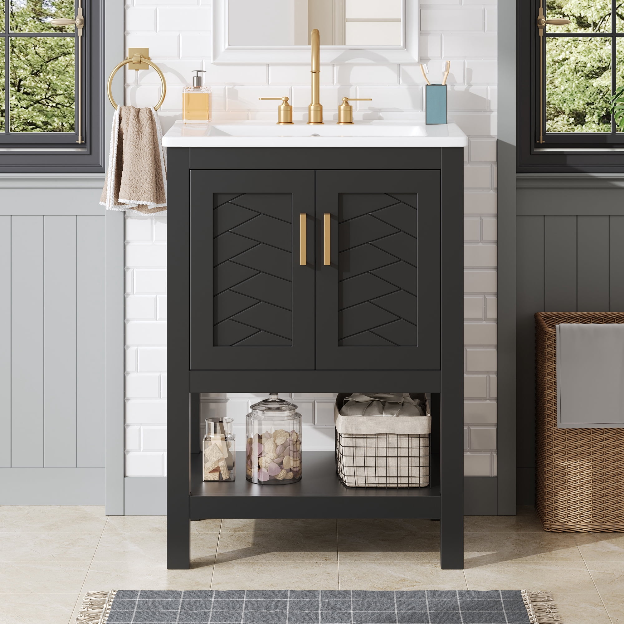 Bathroom Vanity with Ceramic Sink, 24