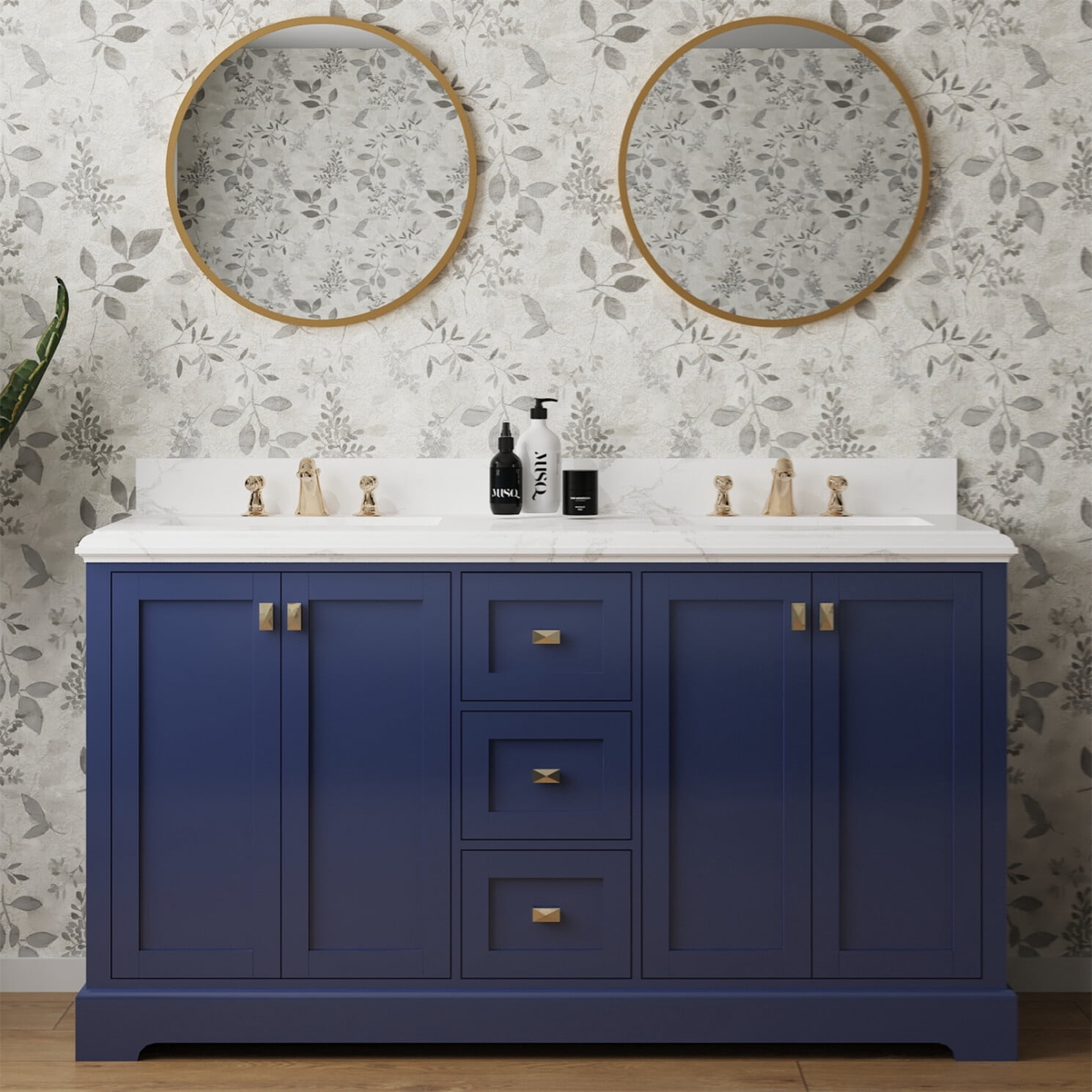 Bathroom Vanity Combo Featuring Marble Countertop, Fully Assembled ...