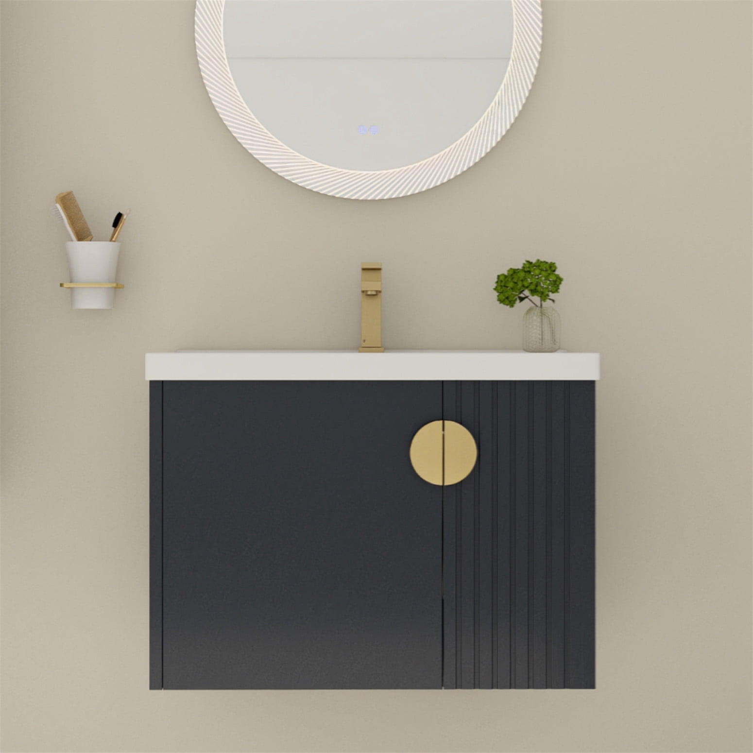 Bathroom Vanity with Dual-door Design, 28 Inch Bathroom Vanity Sink ...