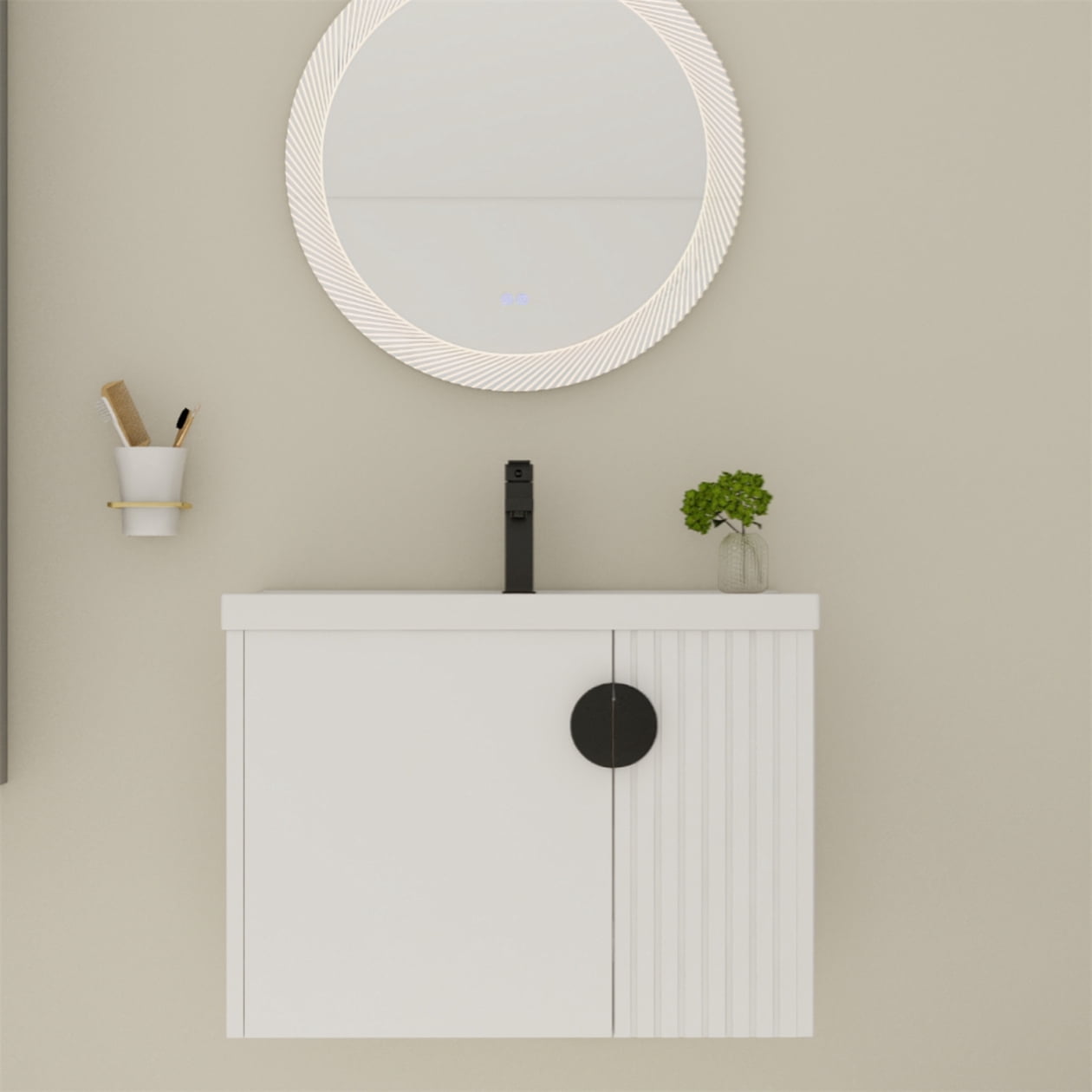 Bathroom Vanity with Dual-door Design, 28 Inch Bathroom Vanity Sink ...