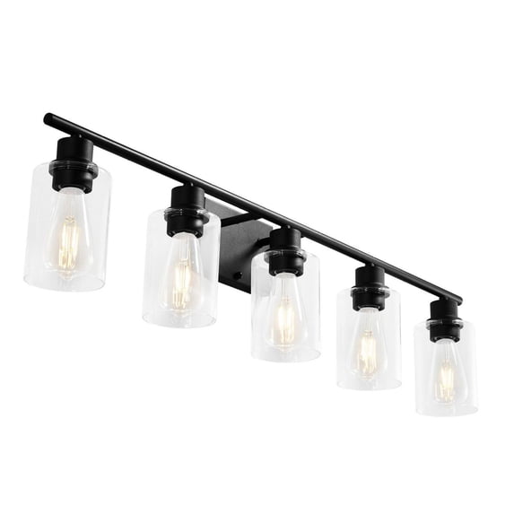 Bathroom Vanity Light 5-Light, 37.1 Inch Modern Wall Sconce Over Mirror - Brushed Nickel Finish - E26 Base - Makeup Lighting Fixtures