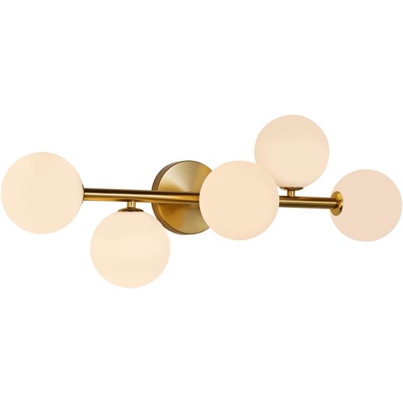Bathroom Vanity Light 5-Light Brass Gold Wall Sconce Hammered Glass G9 Base