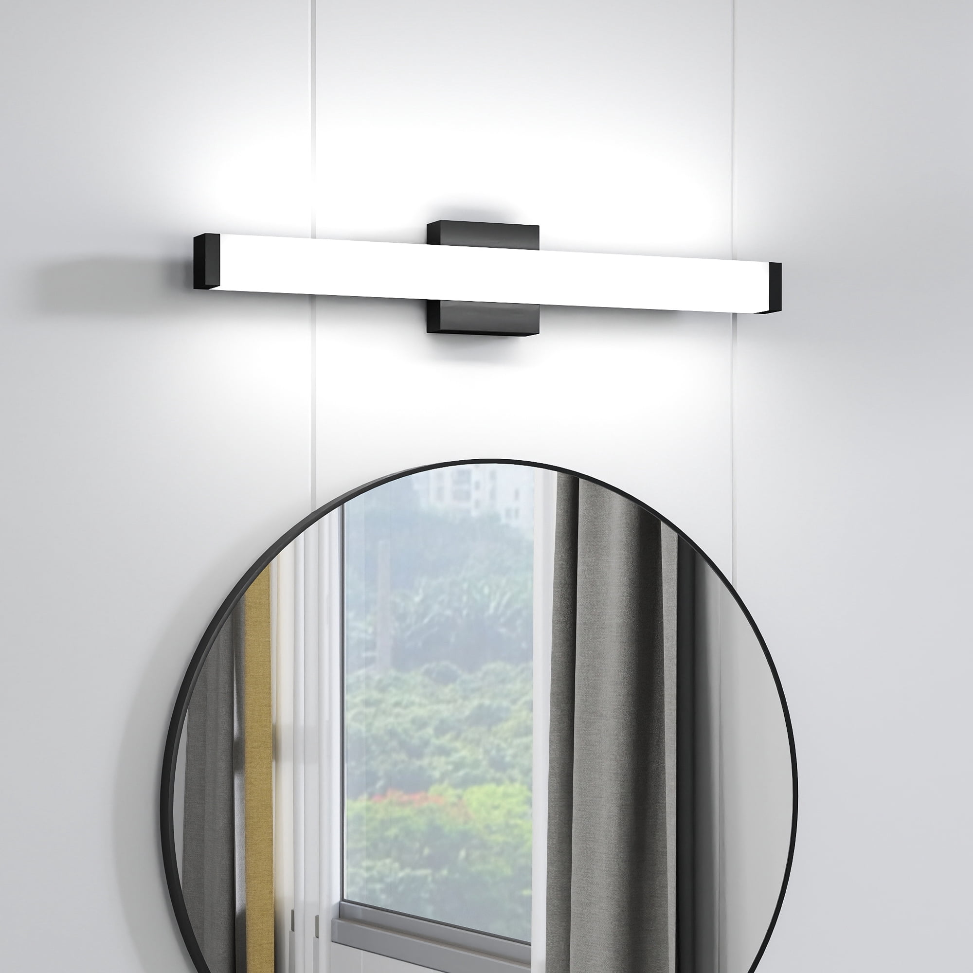 Bathroom Vanity Light Black 25 inch 14W LED Modern Lights for Bathroom Over Mirror Cool White 6000K Wall Mount