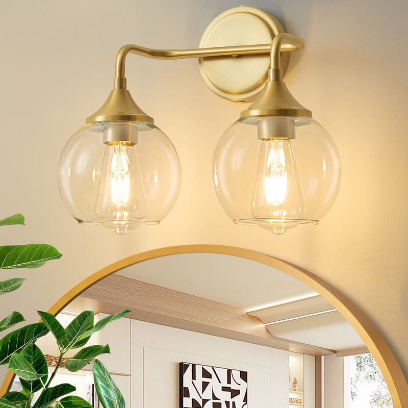 Bathroom Vanity Light with Clear Glass Shade, E26 Base, Bathroom Light ...
