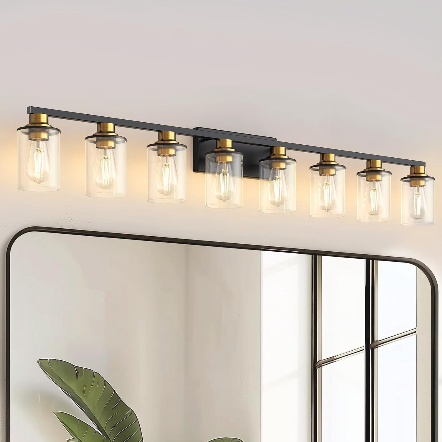 Bathroom Vanity Light Fixture 55 Inch 8-Light Black and Gold - Walmart.com