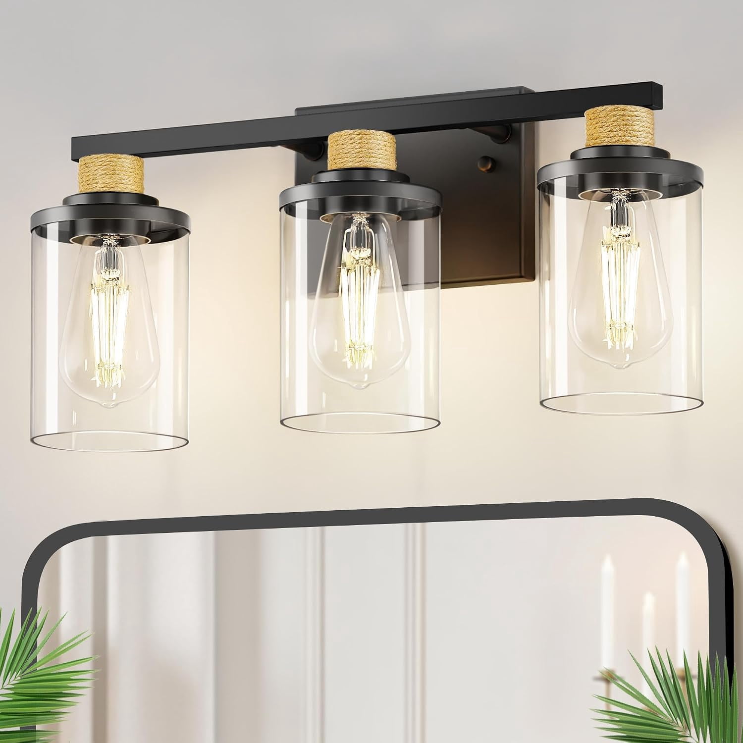 Bathroom Vanity Light Fixture Over Mirror 17 Inch Black Rope - Walmart.com