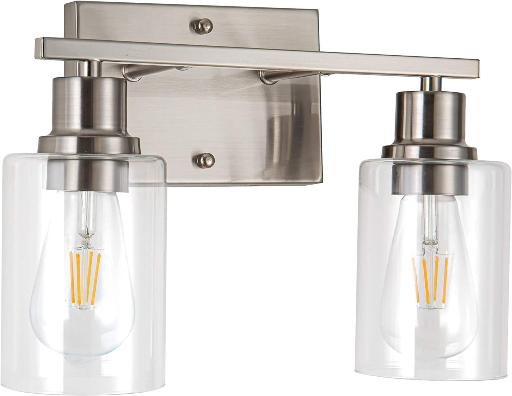 2Lights Gold Bathroom Light Fixture, Brushed Brass Vanity Light with