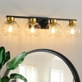 thumbnail image 1 of Deyidn 4-Lights Gold and Black Dimmable Vanity Light with Clear Glass Shade, 1 of 8