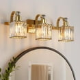 thumbnail image 1 of Bathroom Vanity Light Fixtures Modern Crystal Vanity Light Fixtures Over Mirror, 3 Light Modern Crystal Wall Lighting with Square Shade, 1 of 7