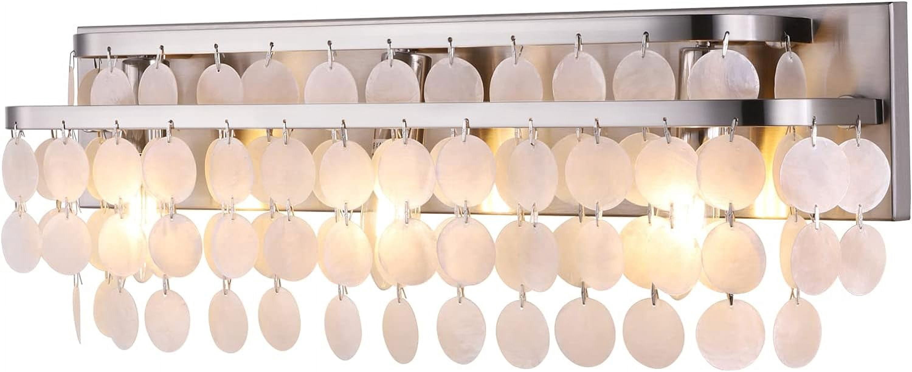 Bathroom Vanity Light with Natural Capiz Shell Shade, Brushed Nickel ...