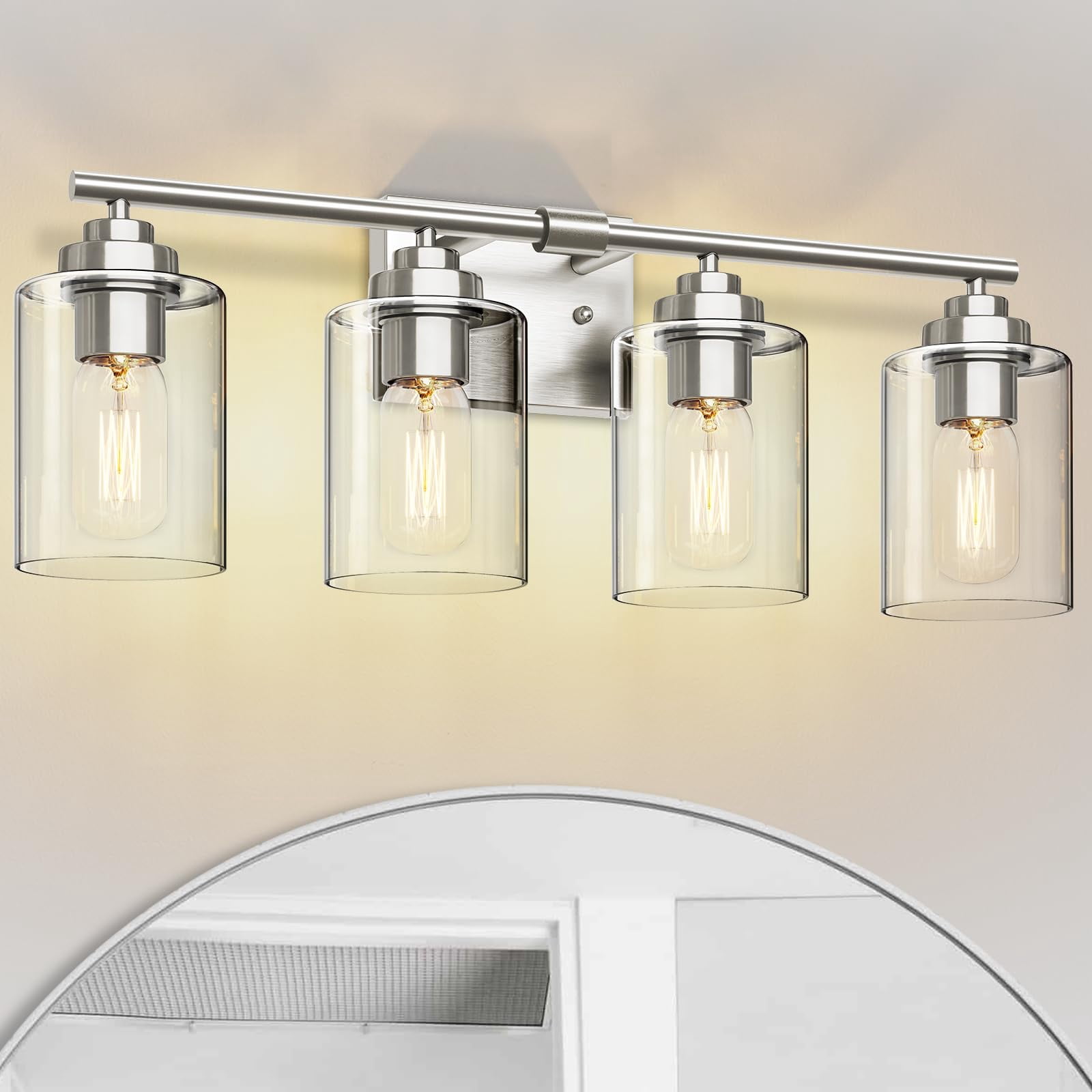 Bathroom Vanity Light Over Mirror Fixture Wall Sconce Lighting For Bedroom Living Room (nickel  4-light)
