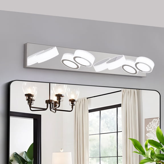 Bathroom Vanity Lighting 29" Modern 4-Light LED Vanity Light, Sleek Chrome Bathroom Wall Light Fixture for Mirror, Shower, and Bathroom Decor,LED Bathroom Lighting
