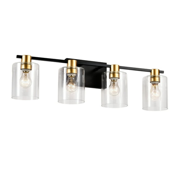 Bathroom Vanity Lights 4-Light Bathroom Light Fixtures((Does Not Include Light Bulbs), Modern Vanity Lights with Glass Shade, Vintage Light Fixture Bathroom Over Mirror Wall Lights for Kitchen Dinn