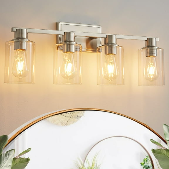 Bathroom Vanity Lights 4 Lights Wall Mounted Mirror Wall Lights with Glass Cover Bathroom Farmhouse Bedroom Dressing Lights