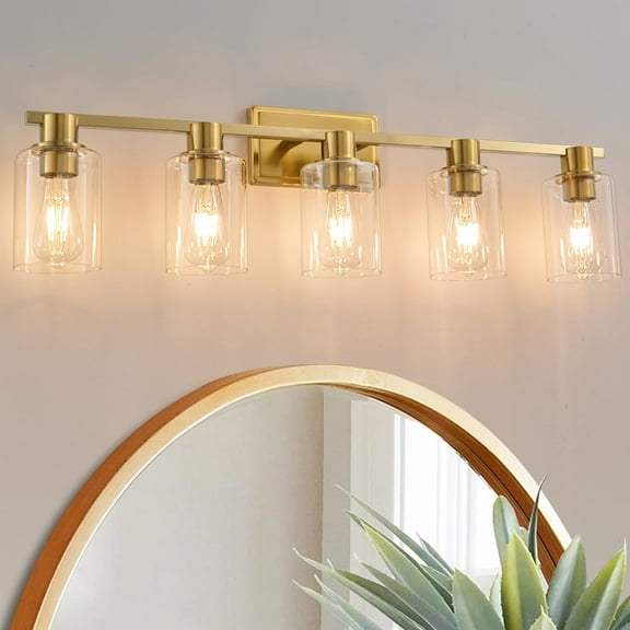 Bathroom Vanity Lights 5 Lights Wall Mounted Mirror Wall Lights with Glass Cover Bathroom Farmhouse Bedroom Dressing Lights