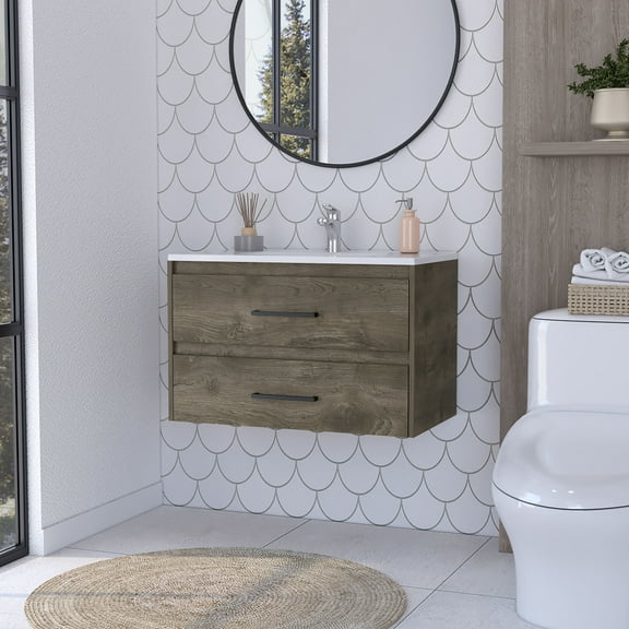 Bathroom Vanity Maine Bathroom Vanity Wall Mounted with 2-Drawers,Vanity With Sink