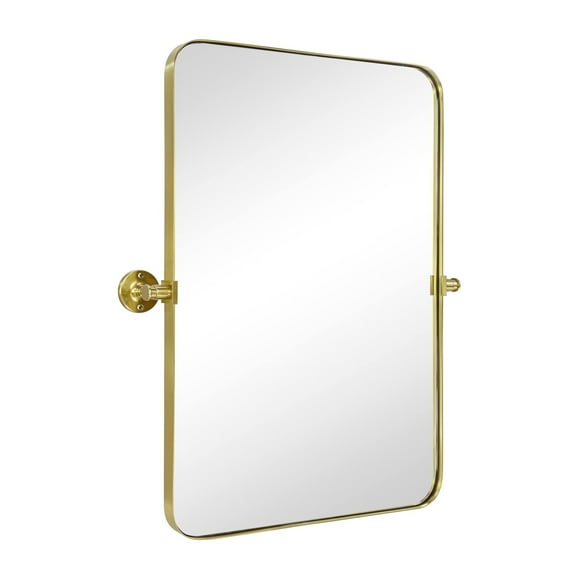 TEHOME Aura Gold Metal framedd Bathroom Pivoting Vanity Mirror, 20x30 inches, Stainless Steel, Rectangular
