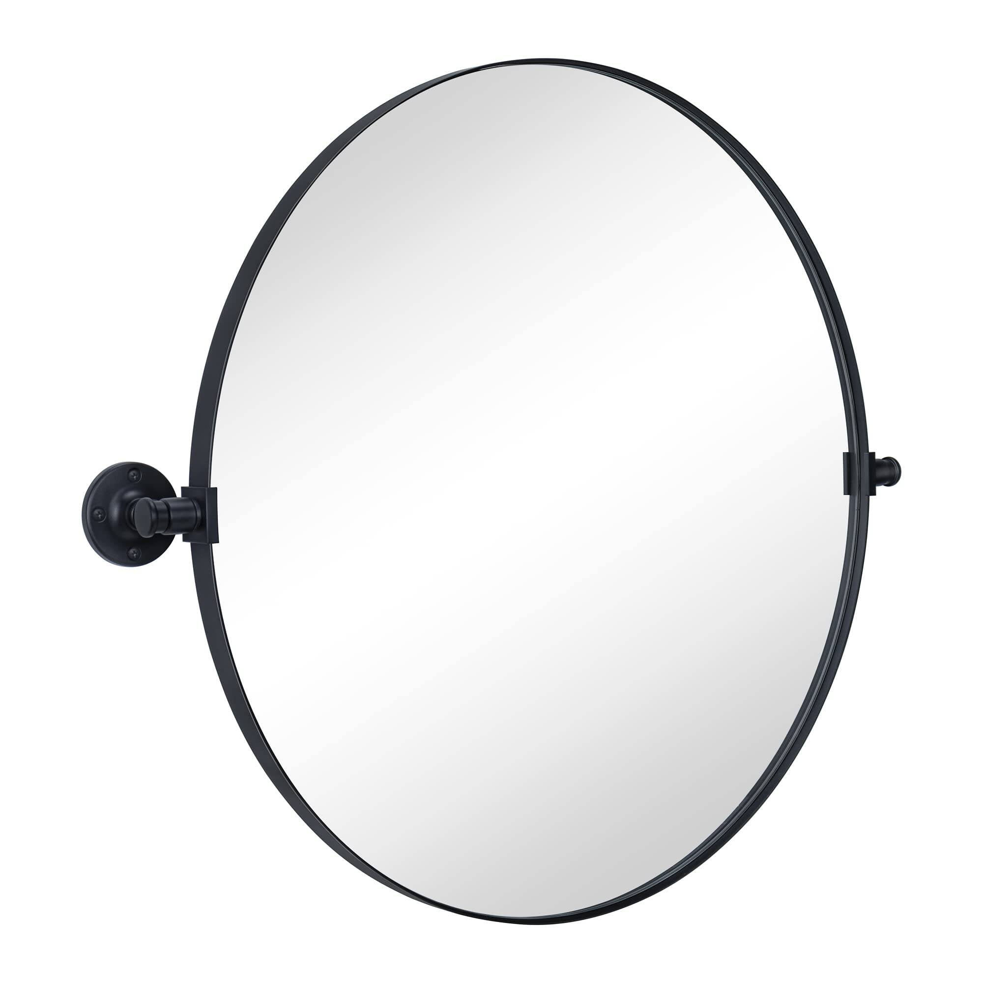 Bathroom Vanity Mirror 24" Stainless Steel Metal Framed Black Circle