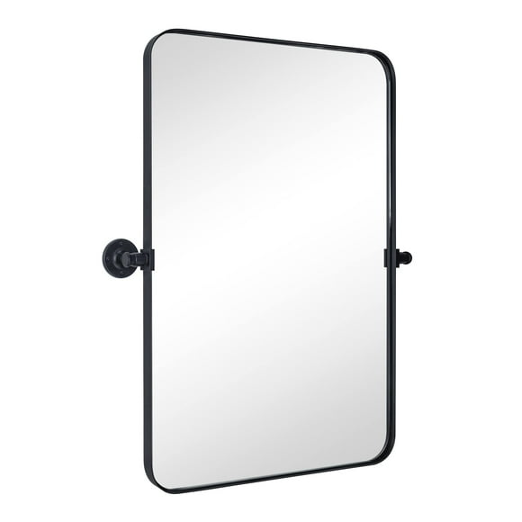 Bathroom Vanity Mirror 24x36" Stainless Steel Metal Framed Black Rectangular Pivoting Bathroom Mirror