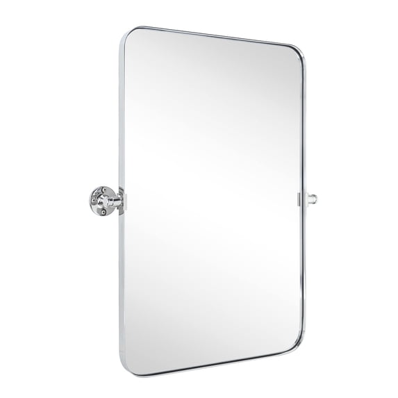 TEHOME Aura Chrome Bathroom Mirror, 24x36 inches, Stainless Steel framed, Pivoting Rectangle