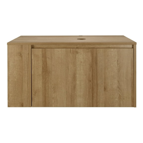 Bathroom Vanity, Natural Color Wall-Mounted Bathroom Vanity with Hidden Drawer (Nature Without Sink, 36")