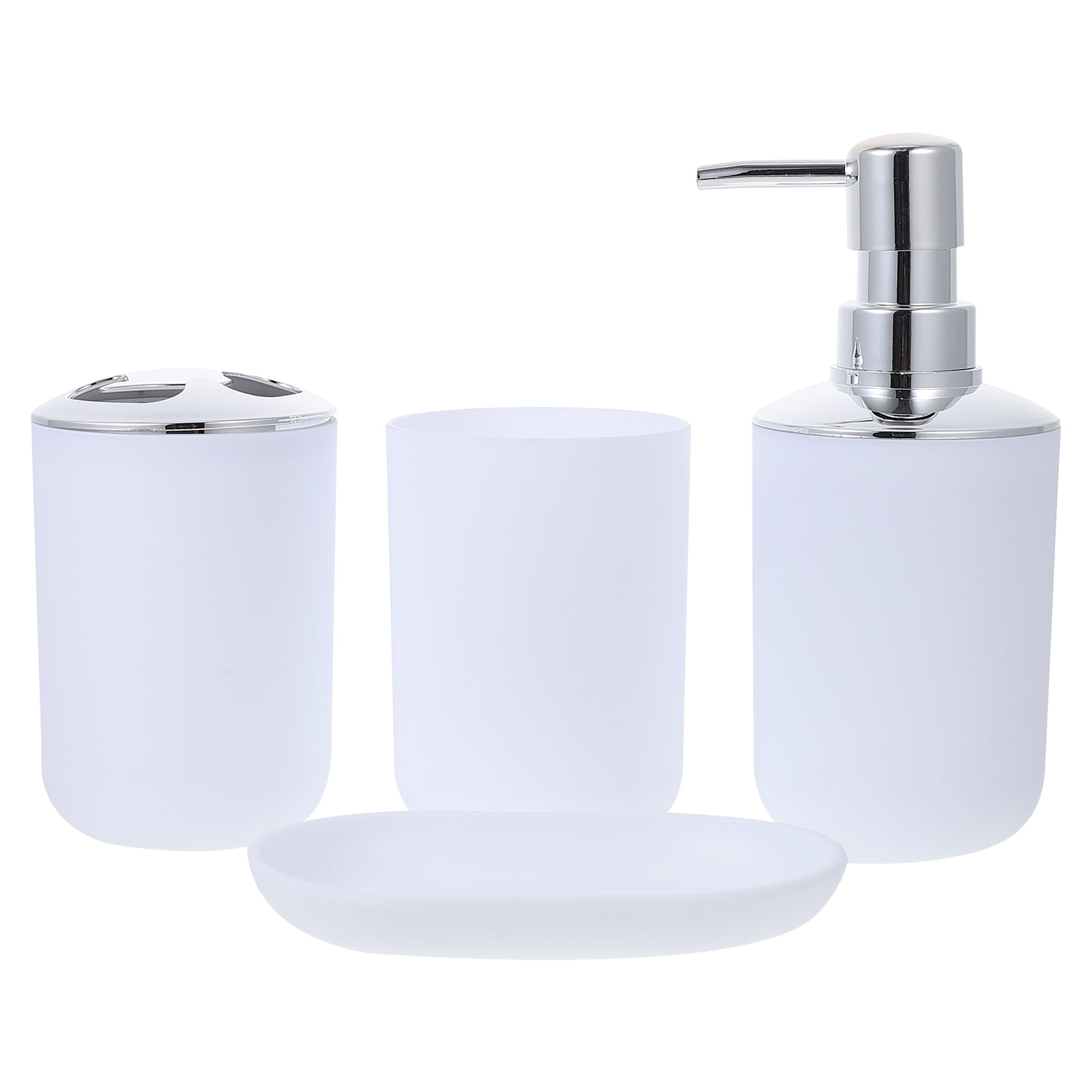Bathroom Vanity Set Soap Dispenser Toothbrush Holder Tray Dish Jar ...