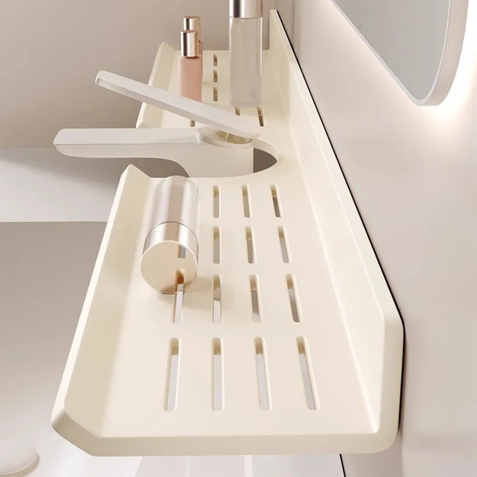 Bathroom Vanity Shelf Organizer | Aluminum Alloy No-Drill Wall Mount ...