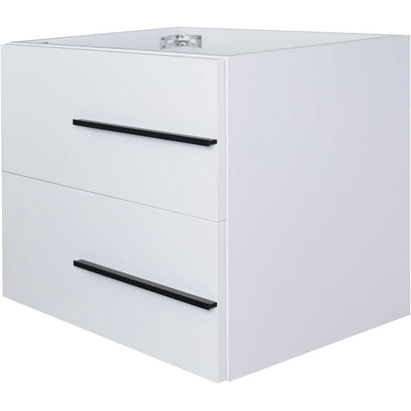 Bathroom Vanity no Sink 24" Designer Floating Bathroom Vanity with Fluted Drawers - Modern Wall Mounted Storage Cabinet, Black Handles & Soft-Close Drawes for Small Space Luxury (White)