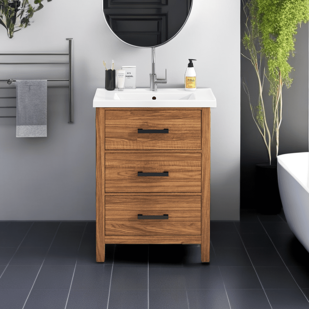 Bathroom Vanity with Sink 24 Inch Modern Bathroom Sink Cabinet with 3 ...