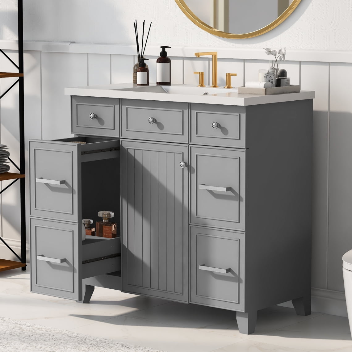 Bathroom Vanity with Sink, 36 Inch Vanity Set with Single Sink