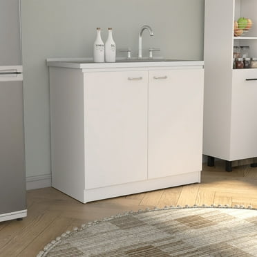 Bathroom Vanity Sink Base, Bathroom Storage Vanity Cabinet with Drawers and Closing Doors, Freestanding Bathroom Vanities for Bathroom, White