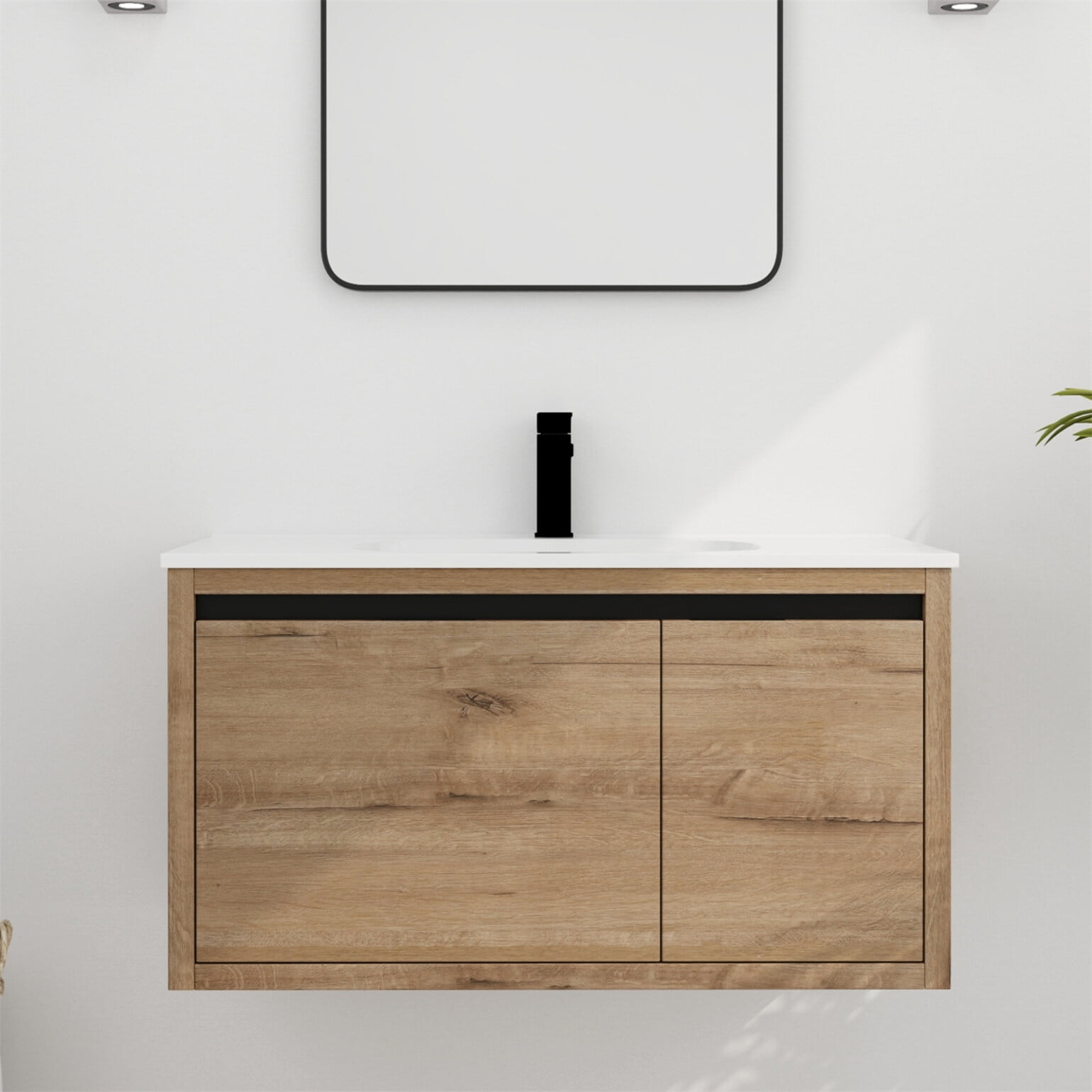 Walmart 36-Inch Wall Mounted Bathroom Vanity with Gel Sink and Soft ...