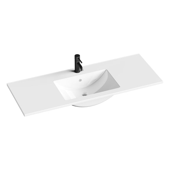 Bathroom Vanity Sink Top, 48"x 18.5" Rectangular Resin Single Sink, Center-Located Undermount Countertop, 3 Pre-Drilled Standard 1 3/8" Faucet Holes