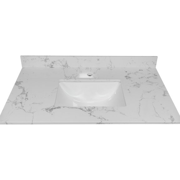Bathroom Vanity Stone Top | Match Bathroom Styles with Matching Backsplash | Exterior - polished Engineered Stone | Quick and Safe Remodel