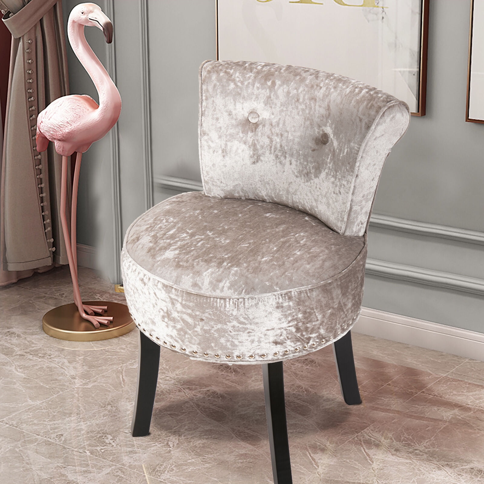 Bathroom Vanity Stool Chair Seat Bench Bedroom Dressing Makeup Buttoned Chairs,Silver - Walmart.com