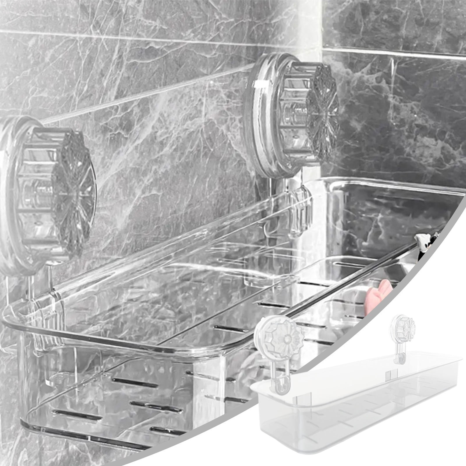 Suction Storage Bathroom Vanity Suction Cup Shelf A 35*13/ No Drill Suction Storage Box ...