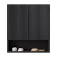 thumbnail image 1 of Bathroom Vanity, TOBI 26" Wall-Mounted Striped Bathroom Cabinet, with Doors, Shelf and Open Storage Compartment Over The Toilet Storage Cabinet for Bathroom, Kitchen, Laundry Room, Black Color, 1 of 6
