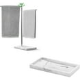 Bathroom Vanity Tray 8 x 4 inch, Marble Hand Towel Holder, Countertop Free Standing Hand Towel ...