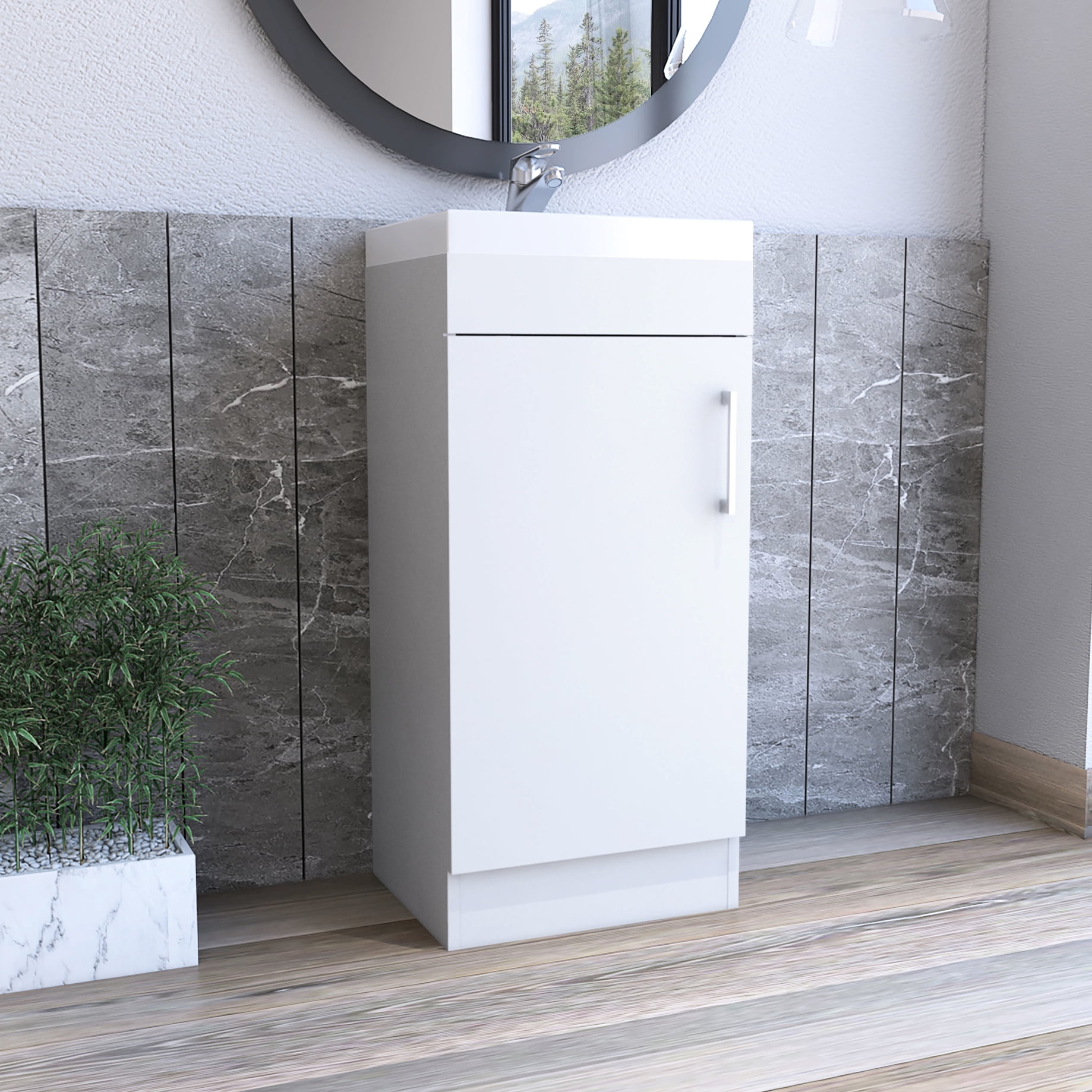 Vanity Keep Bathroom Vanity With White Single Door - Keep In Good Metal Handle ...