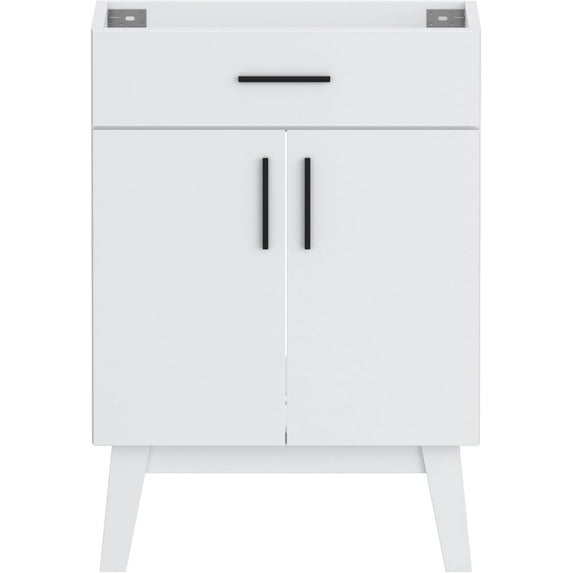 Bathroom Vanity Without Sink, Vanity Combo with Two Soft Close Cabinet Doors, Modern Single Bathroom Cabinet Set with Metal Handles (White Without Sink, 24)