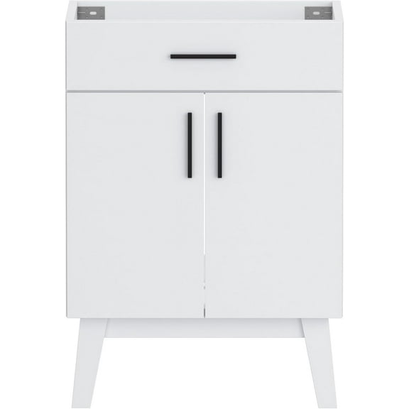 Bathroom Vanity Without Sink, Vanity Combo with Two Soft Close Cabinet Doors, Modern Single Bathroom Cabinet Set with Metal Handles (White Without Sink, 24)