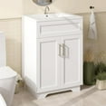 thumbnail image 1 of Bathroom Vanity with Ceramic Sink, Quickly Assemble 24" Free Standing Bathroom Sink Cabinet with Wooden Frame, White, 1 of 9