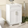 thumbnail image 1 of Bathroom Vanity with Ceramic Sink, Quickly Assemble 24" Free Standing Bathroom Sink Cabinet with Wooden Frame, White, 1 of 9