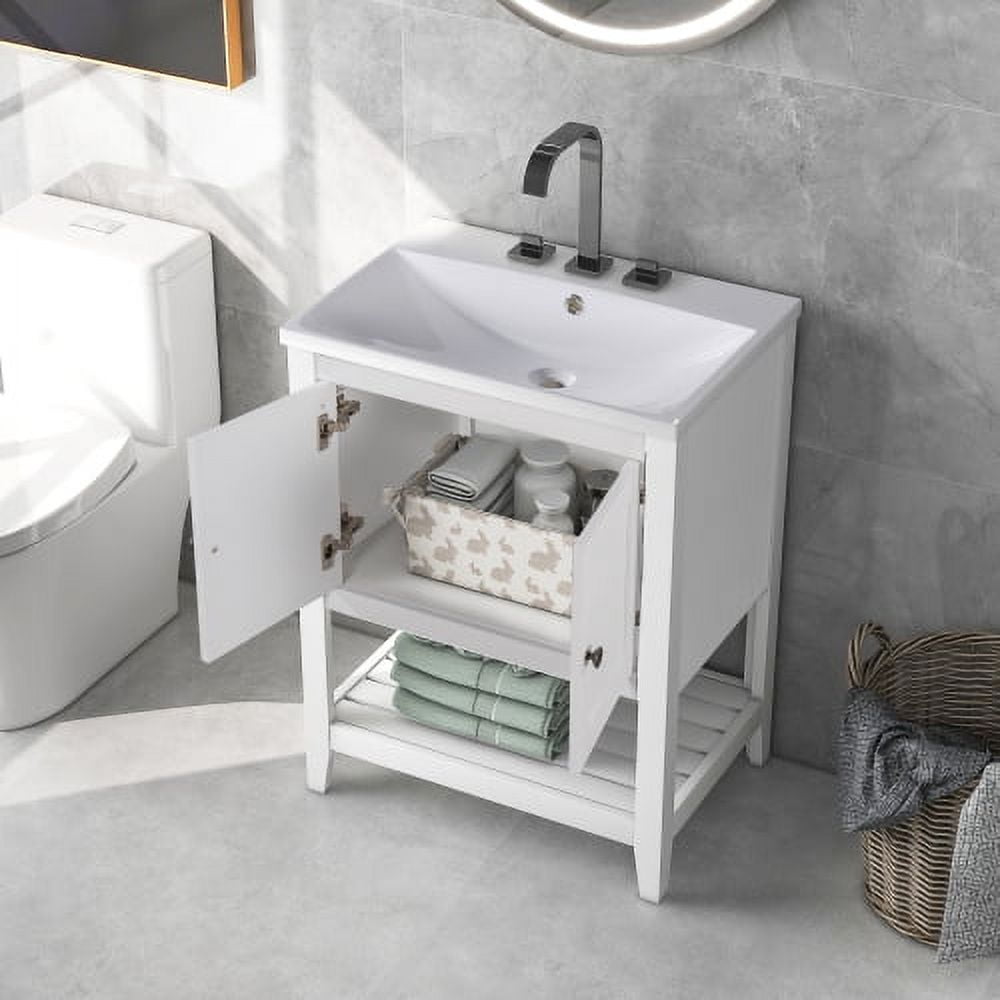 Sybrioka Bathroom Vanity with Ceramic Sink, 30 Floating Bathroom Storage  Cabinet Vanity Set, Modern Bath Cabinet with Adjustable Open Shelves Wood