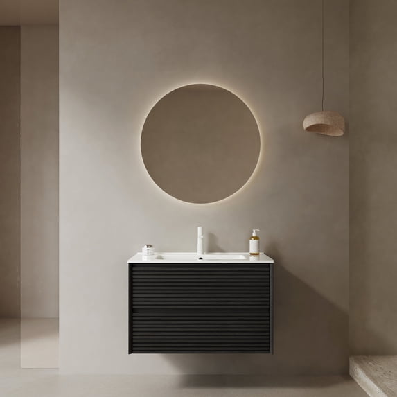 Bathroom Vanity with Pre-assembled Cabinet / Ceramic Sink, Spacious Drawer Storage